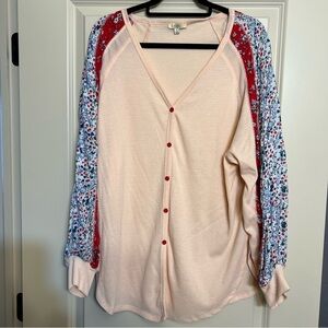 Long Sleeve Patterned Sleeve Top